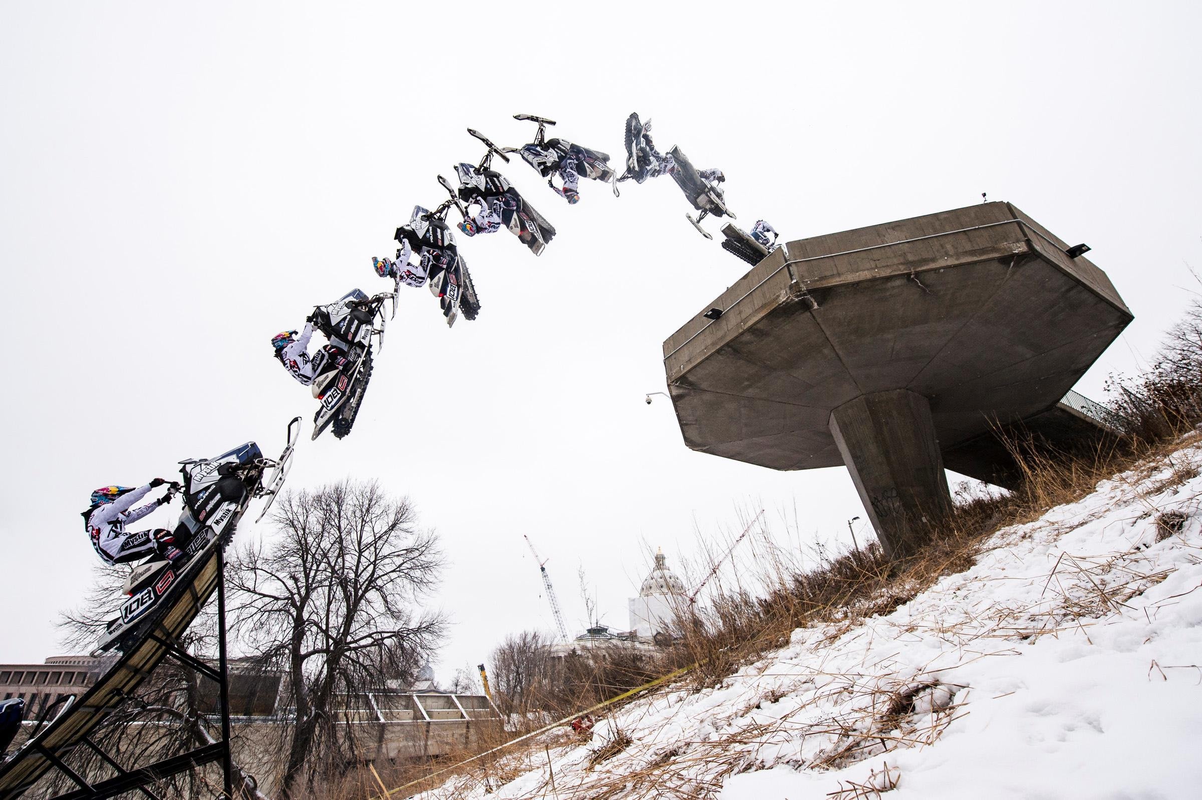 Levi LaVallee Urban Snowmobiling Photo Sequences