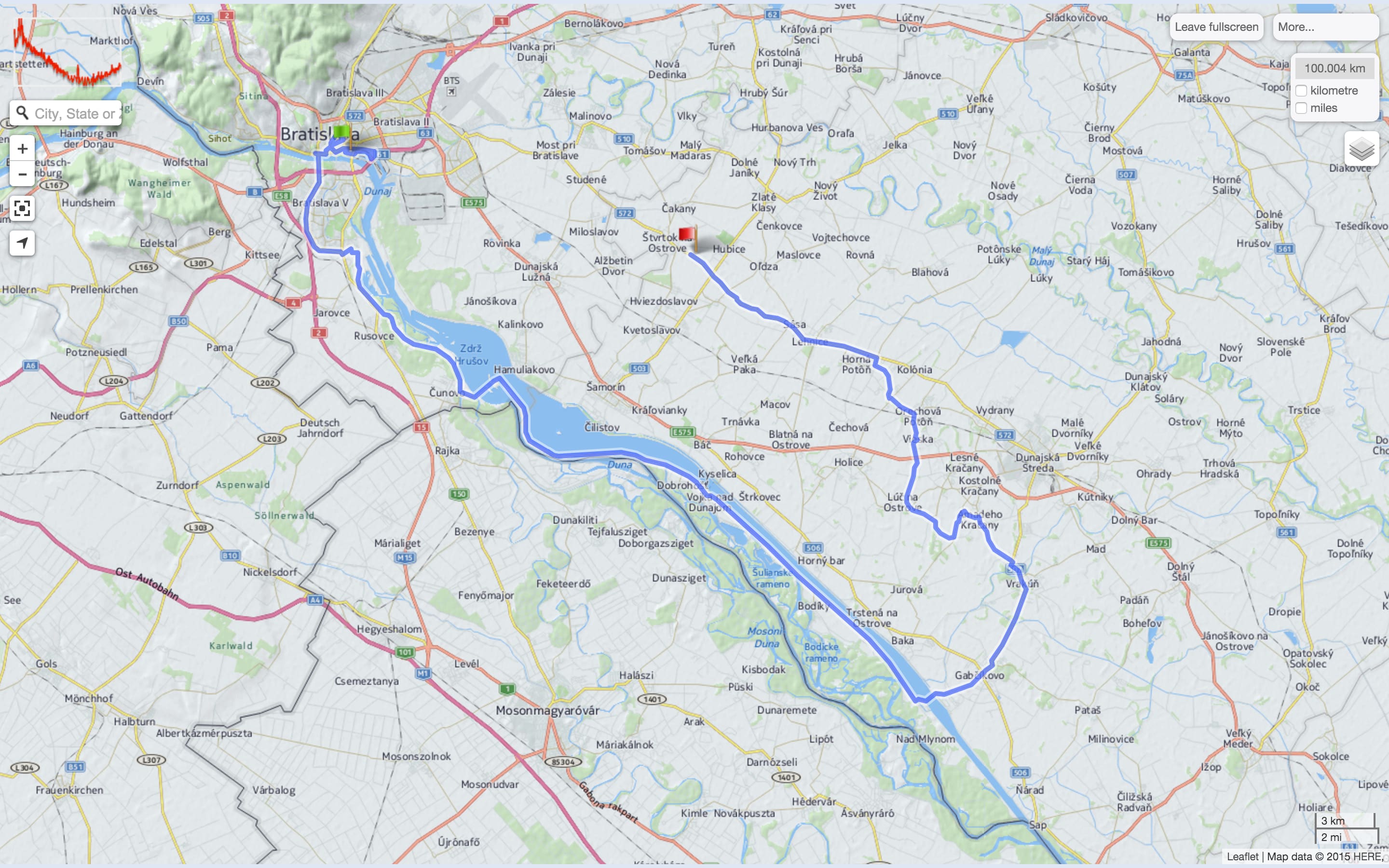 Trasa behu Wings for Life World Run 2016 Bratislava