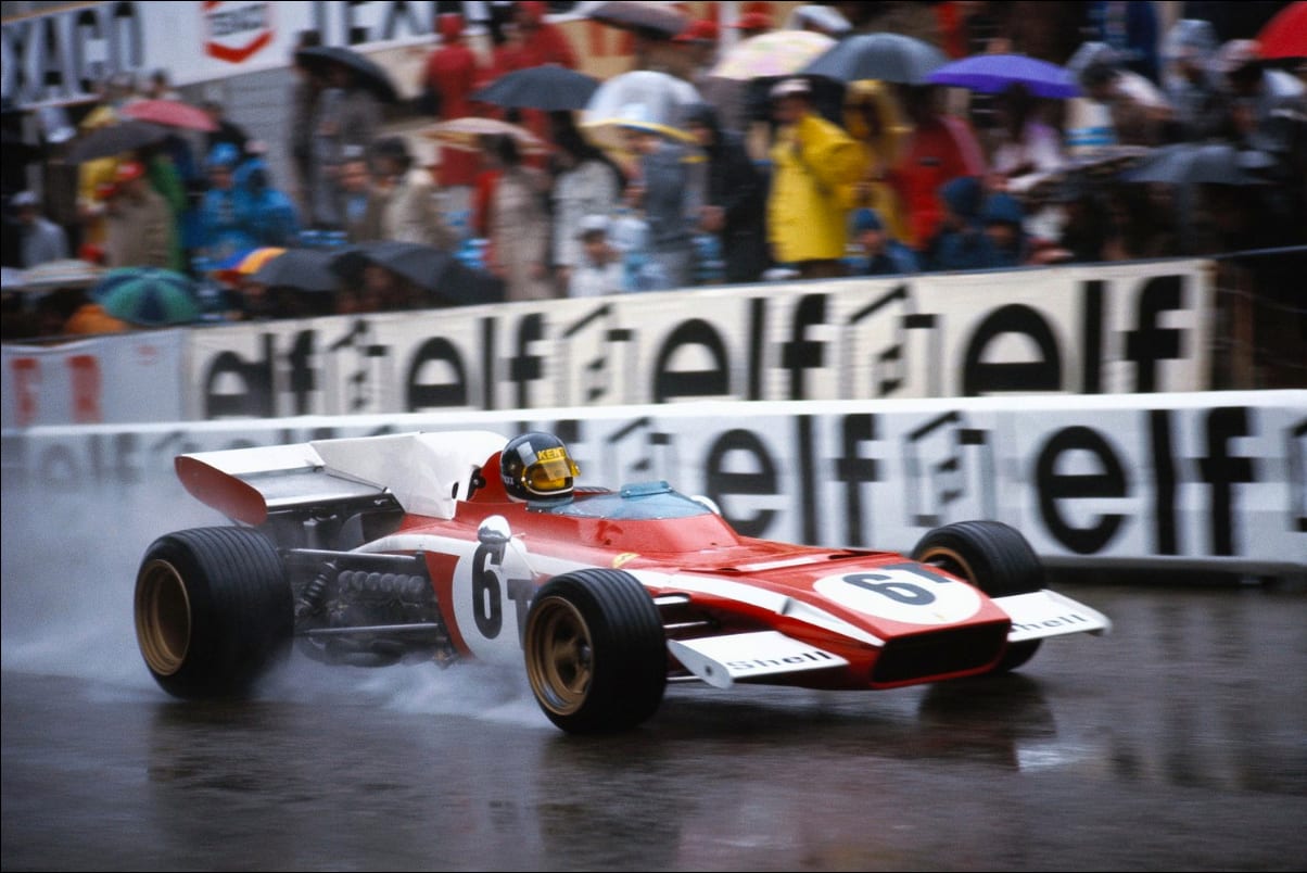 Formel 1 Postkarte Ferrari Jackie Ickx alte orig 
