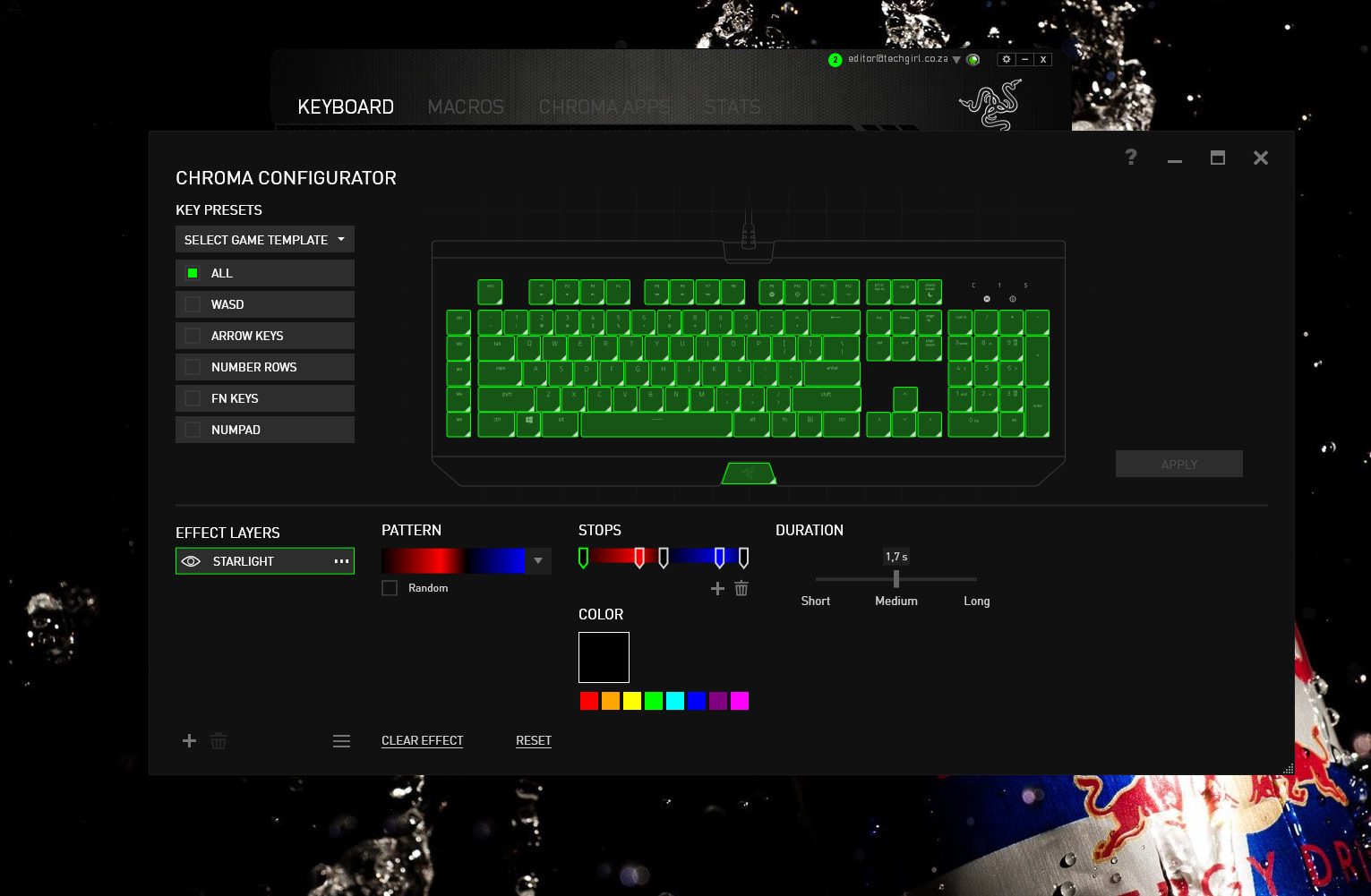 Razer BlackWidow Chroma keyboard configuration
