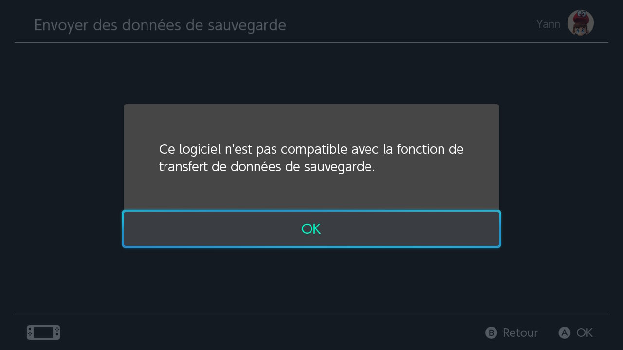 Switch : Impossible de tranférer des jeux téléchargés vers une