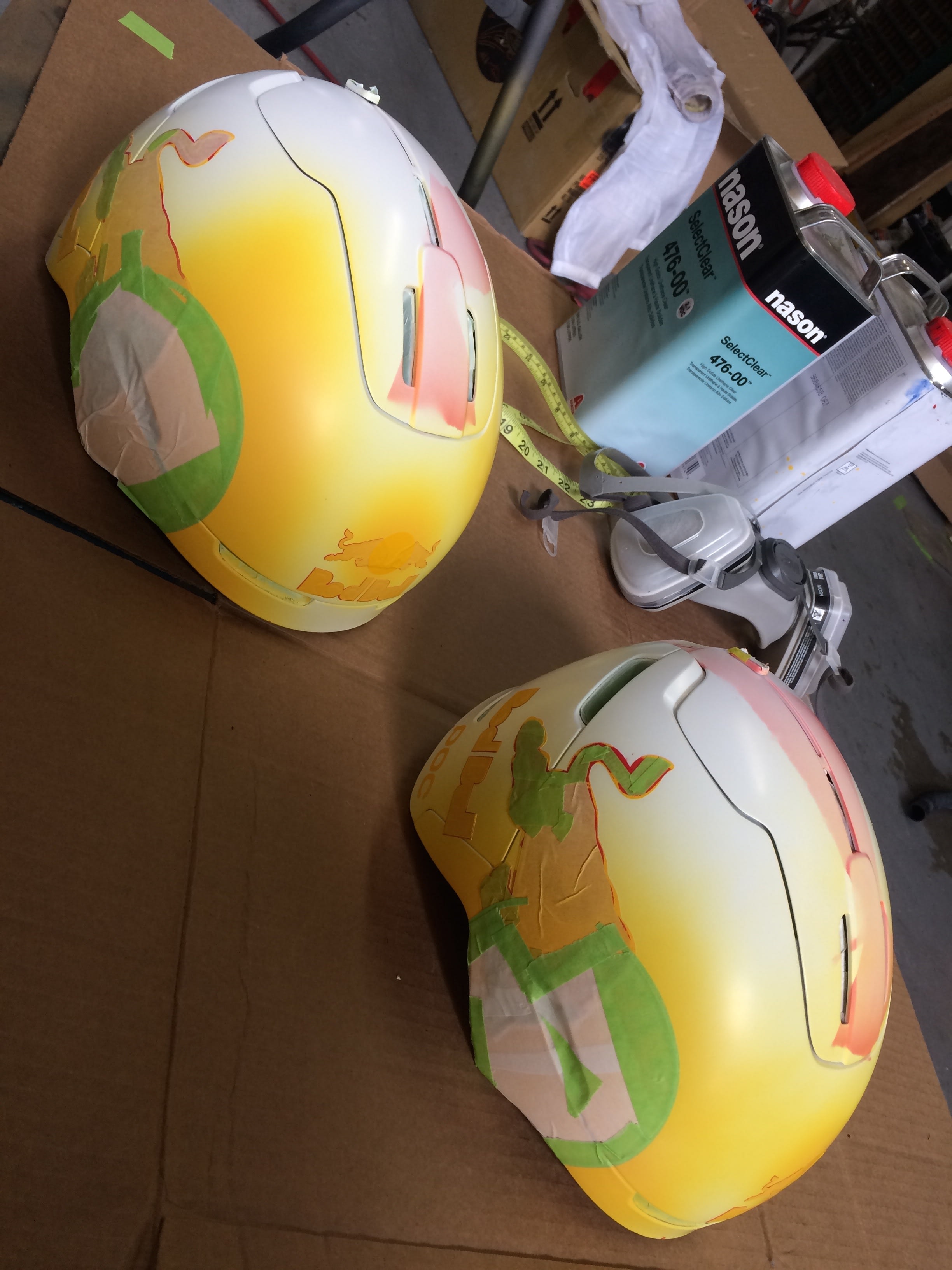 Custom painted Red Bull helmets by Stacy Glaser