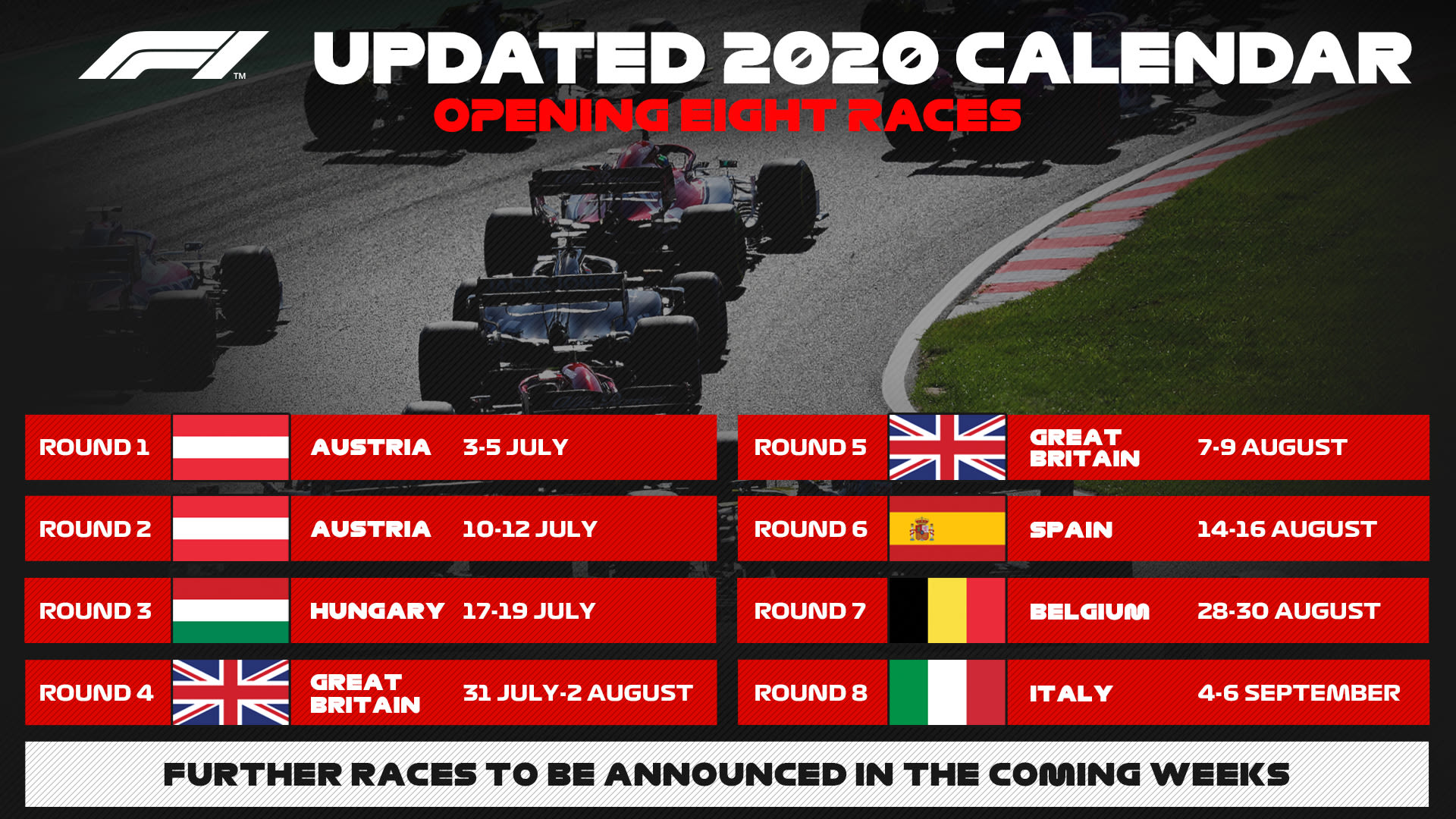 Formula 1 Dünya Şampiyonası'nda sezon takvimi açıklandı