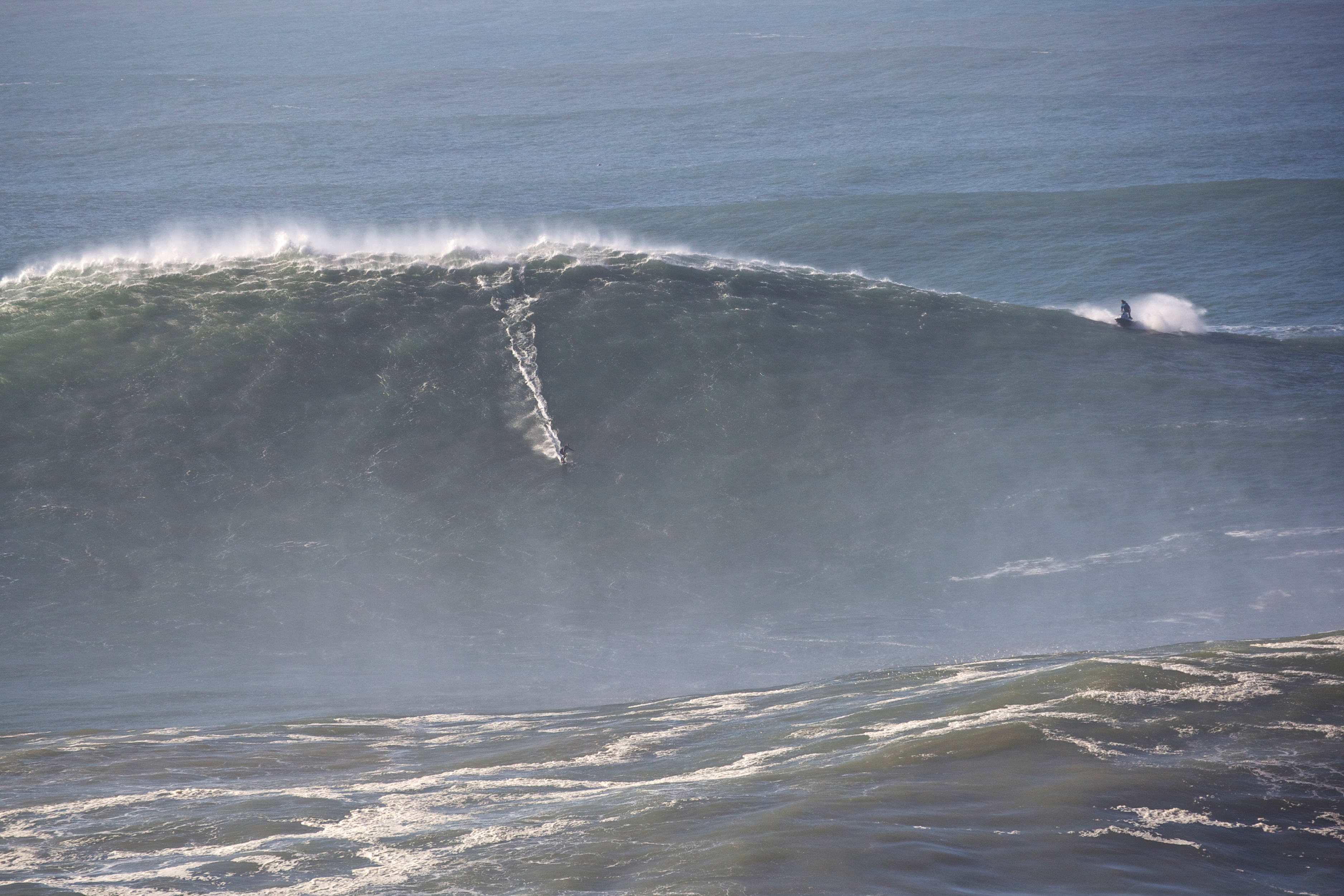 Big wave surfer Sebastian Steudtner from Germany rides a wave