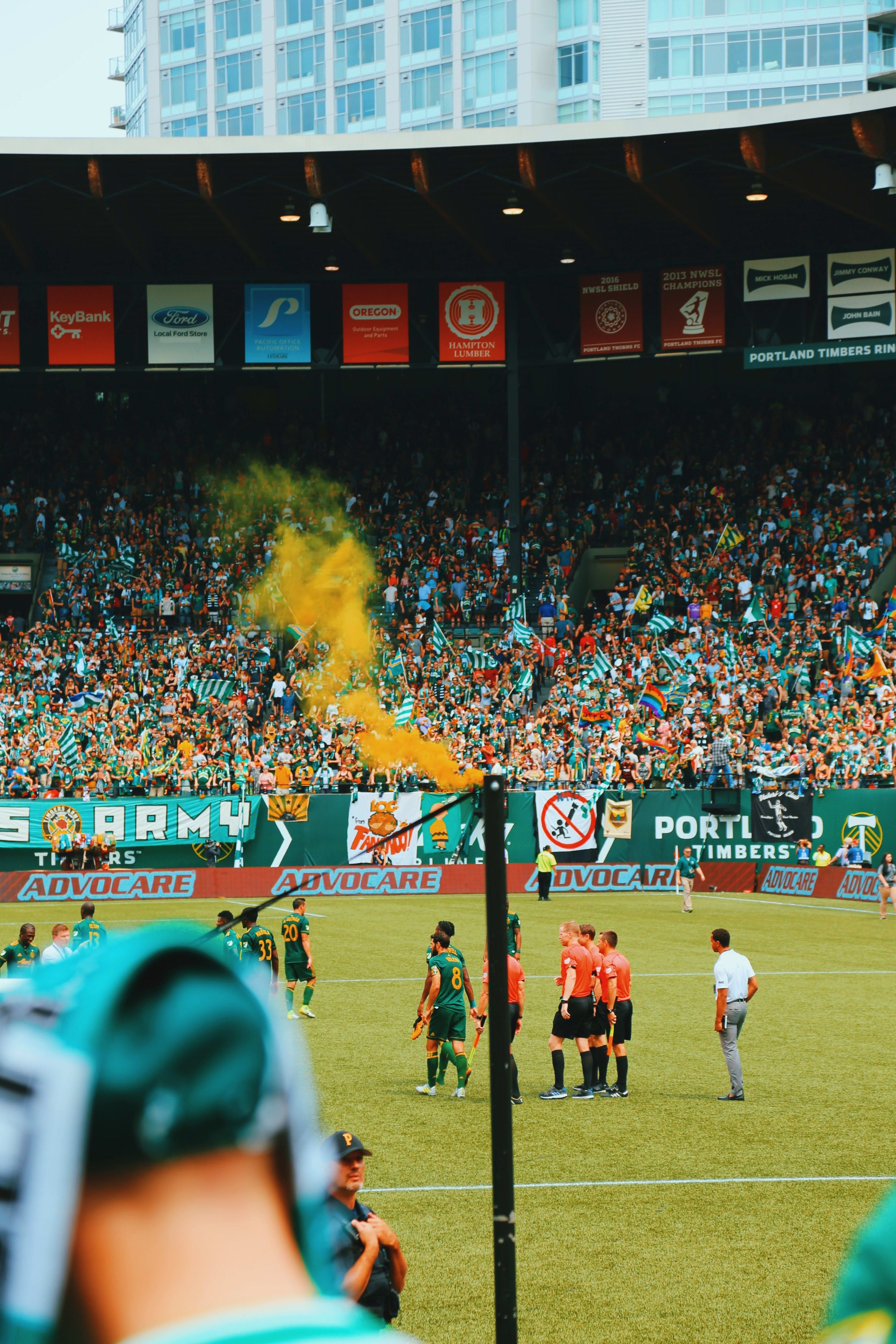 Timbers' reconstructed stadium scores with fans