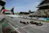 Max Verstappen crosses the finish line at the 2025 Spanish Grand Prix.