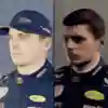 Screenshot comparison shows Max Verstappen in F1 23 and F1 24.
