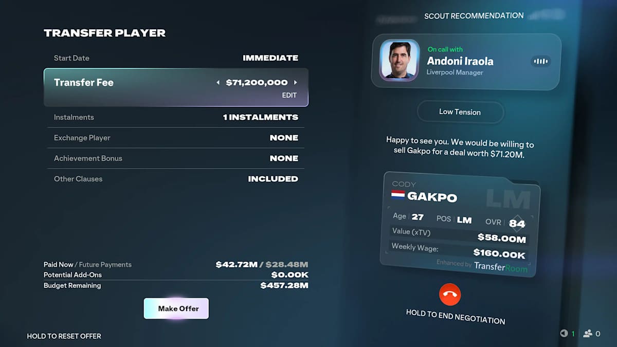A phone call with Andoni Iraloa in  in EA FC 27.