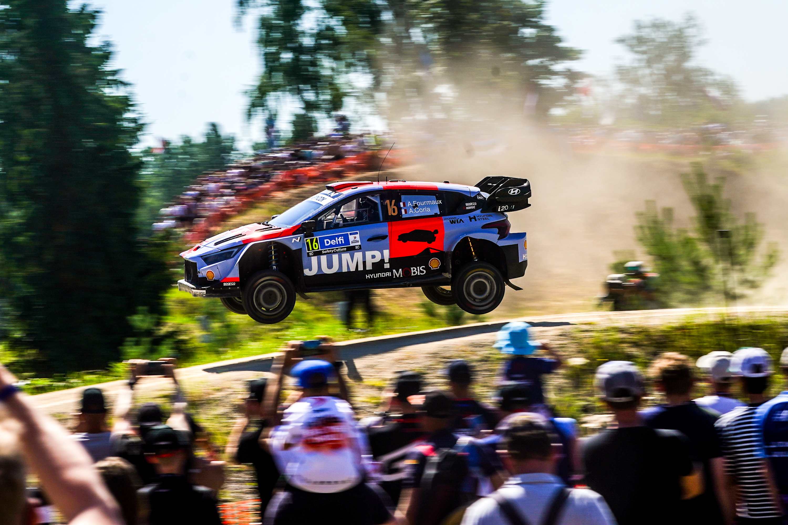 Adrien Fourmaux over a crest on Saturday in Estonia